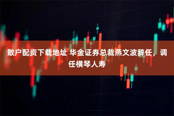 散户配资下载地址 华金证券总裁燕文波辞任，调任横琴人寿